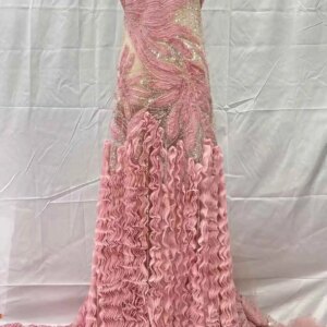 3D Embroidered Flower Mesh Fabric Embroidered Lace Clothing Wedding Dress Embroidery Clothing Fabric Wholesale