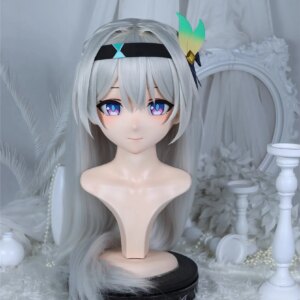 Customize Character Female/Girl Resin Kig Full Head With Lock Anime Cosplay Japanese Anime Kigurumi Mask