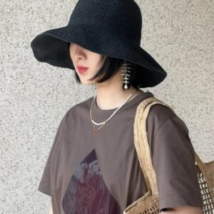 hat western air show face small blue gray female handmade braid simple large brim visor