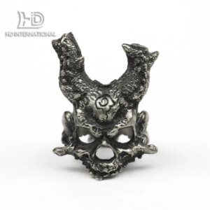 Samurai Skull Ring, Demon Warrior Ring, Valkyrie Helmet Ring, Horn Helmet Ring, Brass Handmade Jewelry
