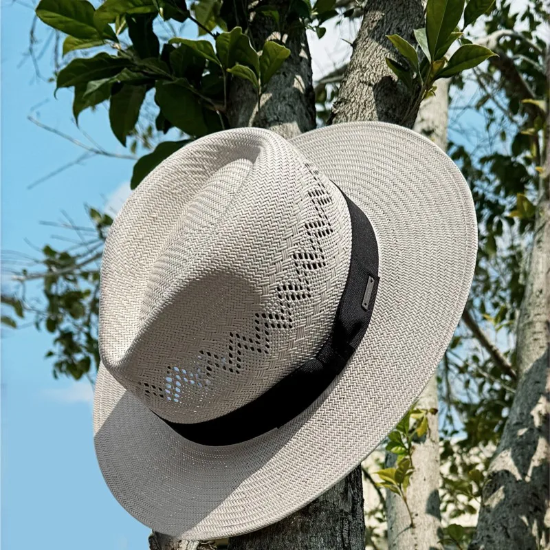 Summer  hand-woven hollow grass hat for men and women with large eaves