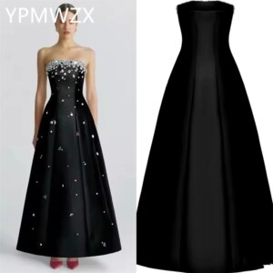 Customized Evening Dress Party Occasion Formal Prom Gown YPMWZX Strapless A-line Skirts Pearl Bespoke es Wom