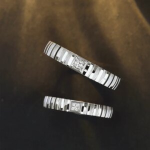 Custom Designer PT950 Platinum Ring Set with Lab-Grown Diamonds – Handcrafted Couples Engagement & Wedding Rings