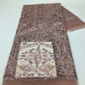 2024 New African Nigerian French High Quality 2024 Hot Sale Lace Fabric With Sequins Beads Bride Party Wedding Embroiderg Dress