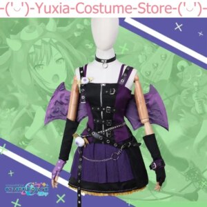 Game Project Sekai Colorful Stage Hinomori Shiho Cosplay Costume Women Cute Dress With Bat Wings Halloween Uniforms Custom Made