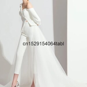 Temperament Trousers Fashion Show Evening Host Dress Female Long Banquet Celebrity Evening Dress New Noble White Han Fu