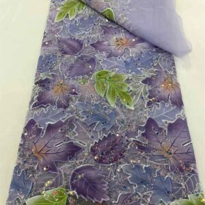 Luxury Purple Beads Lace Fabric 5 Yards High Quality 2024 African Lace Fabric with Sequins Material for Dresses 2024 Women Q97-1