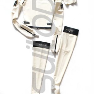 100% nature latex handmade catsuit white sexy latex catsuit  0.4mm thickness hot sale latest sexy rubber clothes whole sets