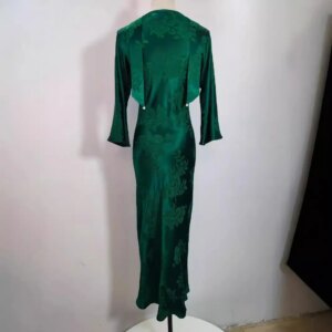 High Quality 2024 Spring and Summer Chinese Silk Fishtail Skirt Yufei Emerald Green Dress 100% Real Women’s