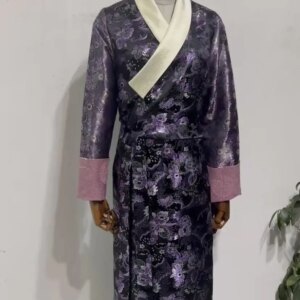 New Women’s Lhasa Summer Clothing Tibetan Ethnic Costumes Long Dress Purple Four Seasons