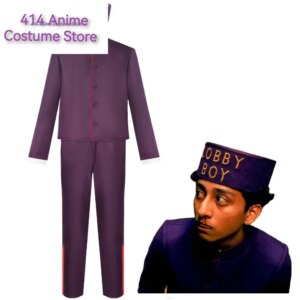 Zero Lobby Cosplay Costume Purpel Coat Pants Hat The Grand Cos Budapest Hotel Boys Men Adult Halloween Carnival Disguise Suit