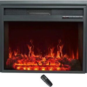 C-Hopetree-Portable  Fireplace Insert, Freestanding Heater with Remote and Thermostat, 28 Inch Wide