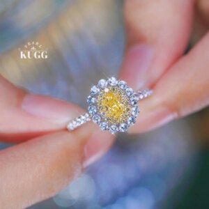 KUGG 18K White Gold Rings Women Luxury Romantic Design White Sapphire Real Natural Yellow Diamond Ring or Pendant High Jewelry