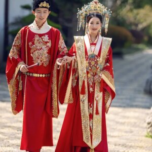 Yourqipao Chinese Hanfu Wedding Dresses 2025 New Traditional Xiuhe Clothes Couples Fengguan Heavy Beaded Ancient Bridal Gowns