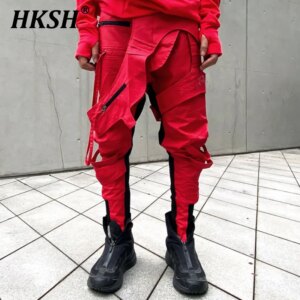 HKSH Spring New Man Tide Dark Techwear Waste Land Style Asymmetric Waxed Chic Hollow Skirt Crotch Cargo Pants Cotton Ins HK5131
