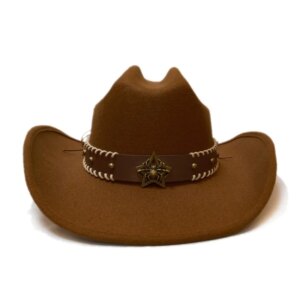 Vintage big brim drama hard woolen outdoor cowboy top hat shade warm