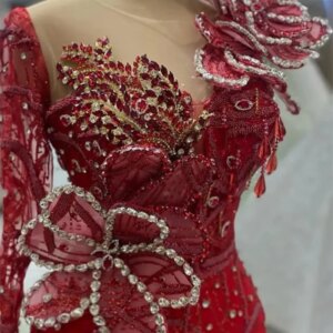 Mermaid Crystals Flower Sequined Prom Dress Evening Formal Party Engagement Gowns Dresses Robe De Soir