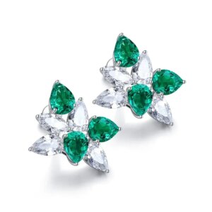 YanYao Jewelry Stylish 6.17 Carat Lab Grown Emerald Earrings Stud S925 Silver Women’s Earrings