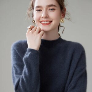 High Quality Sweater Loose Shoulder Women’s round Neck Idle Style Bottoming Shirt Pullover Autumn and Winter