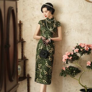 High Quality Cheongsam Qipao Skirt Summer Women’s Improved Retro Hanfu High-Grade Mid-Length