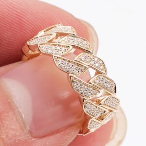 Provence 10K/14K/18K solid gold cuban link rings for men women DEF/VVS lab diamond rings custom hiphop jewelry rapper party gift