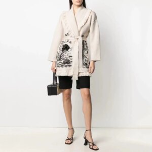 Luxyonuo Women’s Wool Blend Sweater Fashion Tassel Doodle Jacquard Knitted Coat High Quality Loose Full Sleeve Knit Cardigan New