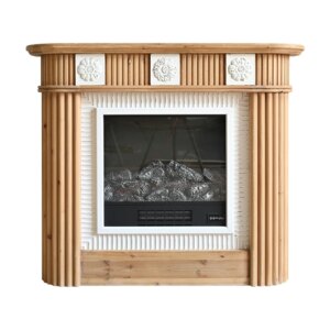 Retro fireplace decorative cabinet solid wood living room simulation flame electronic fireplace heater wall rack