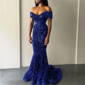 Sparkling Sequins Sexy Off Shoulder Mermaid Evening Dress Party Party Dance Dress Elegant Ladies Customized