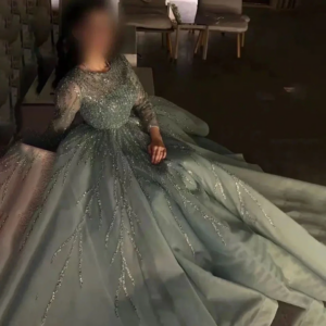 Luxury Beaded Sequins Strip Vestidos Prom Dresses Sheer Long Sleeves Birthday Party Women Wear Evening Formal Gowns Customized