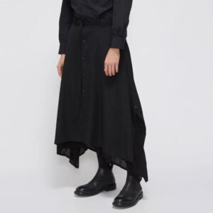 YOJI OOAK DOUBLE SLACKS Wool wide leg pants Two layer culottes Loose dark original low-grade pants