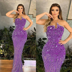Magnificent Sleeveless Custom Made Prom Dresses Beading Strapless Mermaid Floor Length Evening Gowns For Special Occasions