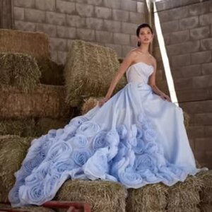 2025 Delicate Handmade Flower A-line Long Formal Party Dress With Beautiful Bloom Lilac Wedding Gowns Bridal Dresses