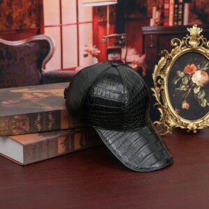 2025 Crocodile Leather Men’s Peaked Cap Genuine Leather Golf Baseball Hat Outdoor Sunshade And Sun Protection Hat For Men 45