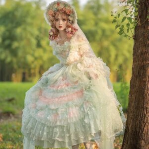 Kawaii Lolita Dress Women Girls JSK Lolita Kawaii Cute Cats Tea Party Dresses Ruffles Cosplay Spring Summer OP Dress