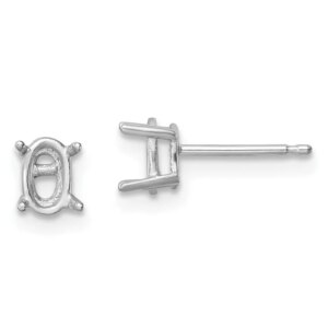 14k White Gold 6×4 Oval Earring Mountings