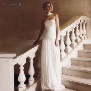 Whimsical Wedding Dress ,Soft Romantic Tulle Skirt And Scarf, Elegant Bridal Gowns Chic DW933
