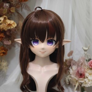Customize Character Female/Girl Resin Kig Full Head With Lock Anime Cosplay Japanese Anime Kigurumi Mask