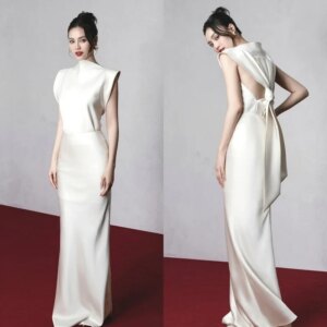 Jiayigong  Prom Modern Style Formal Evening High Collar A-line Floor-Length Satin Bespoke Occasion Dresses