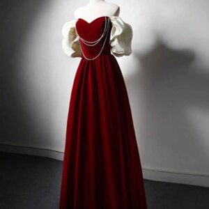 Customized Exquisite Jersey Off The Shoulder Pearls Beading Evening Dresses Delicate Sweetheart Prom Dress Saudi Arabi