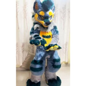 Long Fur Husky Dog Fox Mascot Costume Fursuit Halloween Suit Cosplay