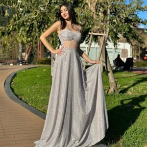 Sliver Morden Prom Dresses Sweetheart Sequined Tiered Skirt Women Robe Photoshoot Gowns Elegant Formal Evening Dress