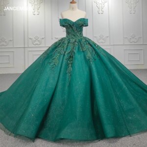 Jancember Formal Tiptop Quinceanera Dress Organza Pattern Beading Sequins Off Shoulder Evening Dress Vestido Festa