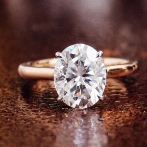 Provence 18K/14K/10K Yellow Gold 3.2ct D Color VVS1 GRA Certified Oval Cut Moissanite Ring For Women Four Claws Anniversary Band