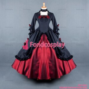 fondcosplay Victorian Rococo Medieval Gown Ball Gothic black red Tafetta Dress Cosplay Costume CD/TV[G774]
