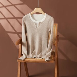 Luxury Women 100% Cashmere Sweater O-neck Long Sleeve Pullover Basic Slim Simple Style Cashmere Knitwear Autumn Winter Tops