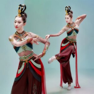 Young Women Dunhuang Opera Music Flying Sky Hanfu Dance Performance Art Examination Clothing Exotic Loulan Kingdom Costume TP043