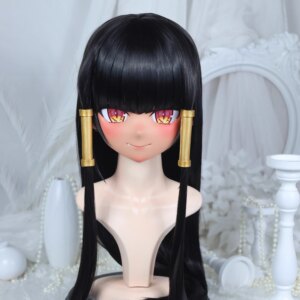 Customize Character Female/Girl Resin Kig Full Head With Lock Anime Cosplay Japanese Anime Kigurumi Mask