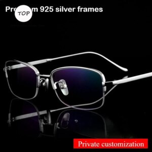 Private Hand-made S925 Silver Half Frame Business Temperament Men’s Half Frame Myopic Presbyopia Anti-blue Frame Optical Glasses
