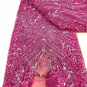 African Beads Lace Fabric 2025 High Quality Nigerian Luxury Sequins Beads Lace Fabric French Laces Fabrics For Party Dress Sew