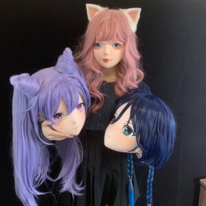 Customize Character Female/Girl Resin Kig Full Head With Lock Anime Cosplay Japanese Anime Kigurumi Mask